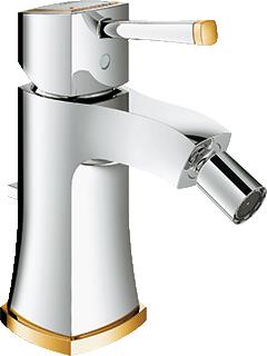 GROHE GRANDERA BIDETMENGKRAAN M-SIZE TREKWASTE EENGREEPS 1-GATS 158MM HOOGTE 109MM UITLOOP VAST CHROOM / GOUD 