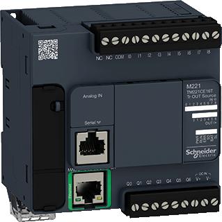 SCHNEIDER-ELECTRIC MODICON M221 CONTROLLER 16 I/O VOEDING 24VDC IN: 9 SI/SO TRA.(4 HIGH SP) + 2 X 0-10V OUT: 7 SOURCE ETHERNET 