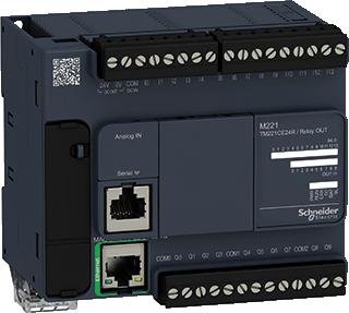 SCHNEIDER-ELECTRIC MODICON M221 CONTROLLER 24 I/O VOEDING 100-240VAC IN: 14 SI/SO TR.(4 HIGH SP) + 2 X 0-10V OUT: 10 REL. ETHE 