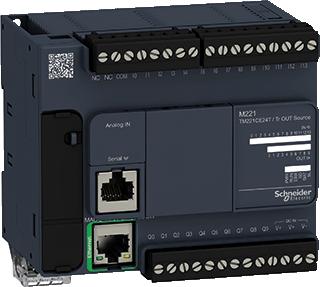SCHNEIDER-ELECTRIC MODICON M221 CONTROLLER 24 I/O VOEDING 24VDC IN: 14 SI/SO TRA.(4 HIGH SP) + 2 X 0-10V OUT: 10 SOUR ETHERNET 