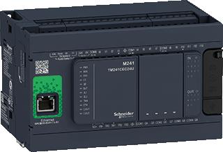 SCHNEIDER-ELECTRIC MODICON M241 CONTROLLER 24 I/O VOEDING 100-240VAC IN: 14 SI/SO TR.(8 HIGH SP) OUT: 4 TR. + 6 RELAIS ETHERNE 