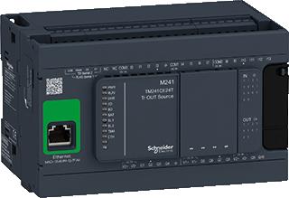 SCHNEIDER-ELECTRIC MODICON M241 CONTROLLER 24 I/O VOEDING 24VDC IN: 14 SI/SO TR.(8 HIGH SP) OUT: 10 TRANSISTOR SOURCE ETHERNET 