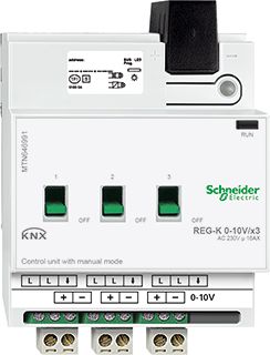 SCHNEIDER ELECTRIC KNX BESTURINGSEENHEID 0-10V 3-KANALEN HANDMATIGE BEDIENING LICHTGRIJS