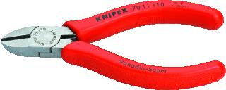 KNIPEX ZIJKNIPTANG LENGTE 110MM GEISOLEERD STANDAARD OPPERVLAKTEBESCHERMING GEPOLIJST GEWICHT 91G MAX. KNIPDIAM. ZACHTE DRAAD 3MM MAX. KNIPDIAM. HALF HARD DRAAD 2MM MAX. KNIPDIAM. HARDE DRAAD 1.2MM NORM DIN 574 