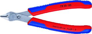 KNIPEX SUPER KNIPS ZIJKNIPTANG LENGTE 125MM GEISOLEERD STANDAARD OPPERVLAKTEBESCHERMING GEPOLIJST GEWICHT 56G MAX. KNIPDIAM. ZACHTE DRAAD 1.6MM MAX. KNIPDIAM. HALF HARD DRAAD 1MM NORM DIN ISO 9654 