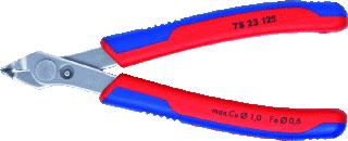 KNIPEX SUPER KNIPS ZIJKNIPTANG LENGTE 125MM GEISOLEERD STANDAARD OPPERVLAKTEBESCHERMING GEPOLIJST GEWICHT 55G MAX. KNIPDIAM. ZACHTE DRAAD 1MM MAX. KNIPDIAM. HALF HARD DRAAD 0.6MM NORM DIN ISO 9654 