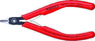 KNIPEX ZIJKNIPTANG LENGTE 125MM GEISOLEERD STANDAARD OPPERVLAKTEBESCHERMING GEBRUINEERD GEWICHT 79G MAX. KNIPDIAM. ZACHTE DRAAD 0.8MM MAX. KNIPDIAM. HALF HARD DRAAD 0.5MM MAX. KNIPDIAM. HARDE DRAAD 0.3MM NORM D 