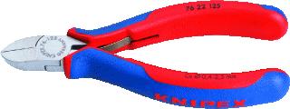 KNIPEX ZIJKNIPTANG LENGTE 125MM GEISOLEERD STANDAARD OPPERVLAKTEBESCHERMING GEPOLIJST GEWICHT 107G MAX. KNIPDIAM. ZACHTE DRAAD 2.5MM NORM DIN 5749 