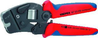 KNIPEX ZELFINST KRIMPTANG VOOR ADEREINDHULZEN MET VOORINVOERING MEER-COMPONENTENGREPEN GEBRUINEERD 190MM HULZEN 0,08 10+16 MM2