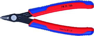 KNIPEX SUPER KNIPS ZIJKNIPTANG LENGTE 125MM GEISOLEERD STANDAARD OPPERVLAKTEBESCHERMING GEBRUINEERD GEWICHT 55G MAX. KNIPDIAM. ZACHTE DRAAD 1MM NORM DIN ISO 9654 