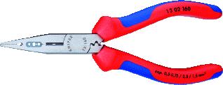 KNIPEX BEDRADINGSTANG GEPOLIJST PLATTE BEKKEN 160 MM 0,5 0,75 / 1,5 / 2,5 MM2 SNIJKANT MET FACET