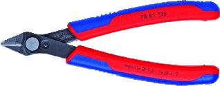 KNIPEX SUPER KNIPS ZIJKNIPTANG LENGTE 125MM GEISOLEERD STANDAARD OPPERVLAKTEBESCHERMING GEBRUINEERD GEWICHT 57G MAX. KNIPDIAM. ZACHTE DRAAD 1.6MM MAX. KNIPDIAM. HALF HARD DRAAD 1.2MM MAX. KNIPDIAM. HARDE DRAAD 0