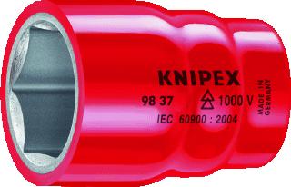 KNIPEX 9837 DOP VOOR ZESKANTMOEREN AANSLUITMAAT 3/8 LENGTE 50MM SLEUTELWIJDTE 14MM GEISOLEERD 1000 V GEWICHT 39G NORM DIN EN 60900