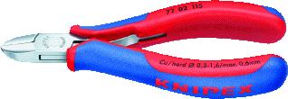 KNIPEX 7702 ZIJKNIPTANG LENGTE 135MM GEISOLEERD STANDAARD OPPERVLAKTEBESCHERMING GEPOLIJST GEWICHT 115G MAX. KNIPDIAM. ZACHTE DRAAD 2.2MM MAX. KNIPDIAM. HALF HARD DRAAD 1.6MM MAX. KNIPDIAM. HARDE DRAAD 1.2MM MA 