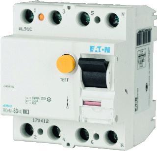 EATON AARDLEKSCHAKELAAR XEFFECT 4-POLIG 40A 300MA TYPA A IP40 IP54 MET VOCHTWERENDE BEHUIZING.