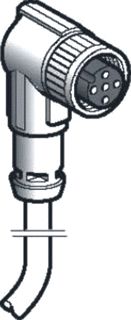 SCHNEIDER-ELECTRIC XZCP CONNECTORKABEL M12 CONNECTOR 4-POLIG HAAKS PUR KABEL FEMALE METALEN BEVESTIGINGSMOER 5 METER KABEL 