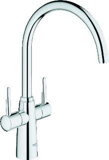 GROHE AMBI KEUKENMENGKRAAN BLAD/KRAANGAT TWEEGREEPS 377MM HOOGTE 223MM UITLOOP HOOG DRAAIBAAR CHROOM 