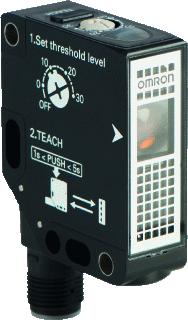 OMRON E3S-DBP FOTOCEL RETROREFLECTIE VOOR TRANSPARANTE OBJECTEN MET POTENTIOMETER 0 TOT 4.5 M 10-30VDC 2 PNP-UIT M12 CONNECT. 