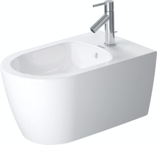 DURAVIT WANDBIDET 57CM MET OVERLOOP 1 KRAANGAT DOORGESTOKEN WIT 