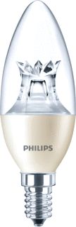PHILIPS MASTER LED KAARS LAMP DIMBAAR 4W 2200K-2700K RA80 LAMPVOET E14 LEVENSDUUR 25000 UUR (DXL) 48X113MM 250LM