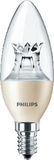PHILIPS MASTER LED KAARS LAMP DIMBAAR 6W 2200K-2700K RA80 LAMPVOET E14 LEVENSDUUR 25000 UUR (DXL) 38X113MM 470LM