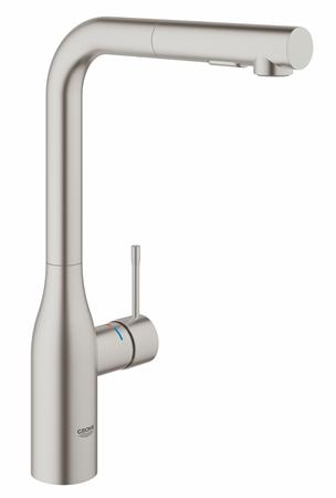 GROHE ESSENCE NEW KEUKENMENGKRAAN EENGREEPS DUAL SPRAY UITTREKBAAR 348MM HOOGTE 204MM L-UITLOOP HOOG DRAAIBAAR SUPERSTEEL 