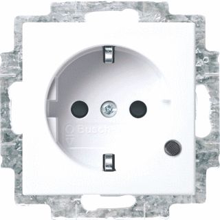 ABB BUSCH JAEGER BALANCE SI WANDCONTACTDOOS MET RANDAARDE TRANSPARANTE LENS MET GROEN LED STEEKKLEMMEN 2-POLIG 250V 16A ALPINWIT 