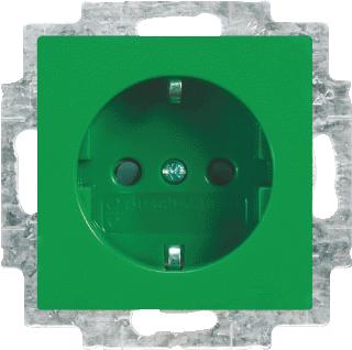 ABB BUSCH JAEGER BALANCE SI WANDCONTACTDOOS MET RANDAARDE MET TRANSPARANTE LENS MET GROEN LED STEEKKLEMMEN 2-POLIG 250V 16A GROEN 