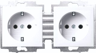 ABB BUSCH JAEGER BALANCE SI 2-VOUDIGE WANDCONTACTDOOS MET RANDAARDE ZONDER AFDEKRAAM MET STEEKKLEMMEN 2-POLIG 250V 16A ALPINWIT 