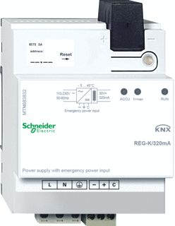 SCHNEIDER ELECTRIC M KNX-VOEDING 320 MA MET NOODVOEDINGSINGANG LICHTGRIJS 