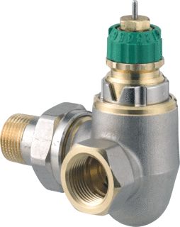 DANFOSS DYNAMIC VALVE THERMOSTATISCHE RADIATORAFSLUITER DUBBEL HAAKS LINKS 3/8 INSTELBAAR DEBIET VAN 25 135 L/H RA-DV 