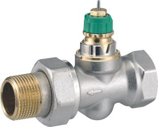 DANFOSS DYNAMIC VALVE THERMOSTATISCHE RADIATORAFSLUITER RECHT VERKORT 3/4 INSTELBAAR DEBIET VAN 25 135 L/H RA-DV