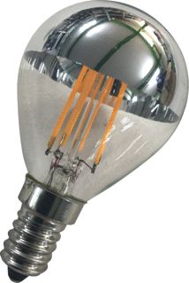 BAILEY LED FILAMENT LAMP KOGEL G45 E14 3W WARMWIT 2700K CRI80-89 KOPSPIEGEL ZILVER 290LM DIMBAAR 220-240V AC 180D 45X78MM 