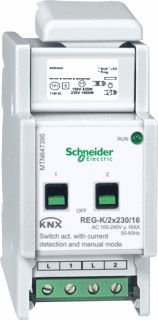 SCHNEIDER ELECTRIC M KNX SCHAKELACTOR 2 X 230V-16A HANDMATIGE BEDIENING-STROOMDETECTIE 