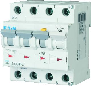 EATON AARDLEKAUTOMAAT MRB4 3P+N 4,5KA 32A C-KARAKTERISTIEK TYPE LEKSTROOM A-300MA 4 MODULEN BREED (70MM) BEDR.SP. 230/400V 