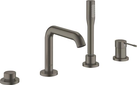 GROHE ESSENCE NEW BADRANDCOMBINATIE INBOUW + AFBOUW EENGREEPS 4-GATS MET OMSTELINRICHTING 197MM UITLOOP HARD GRAPHITE GEB