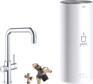 GROHE RED NEW 1-GATS KEUKENKRAAN DUO MET U-UITLOOP MET L-SIZE BOILER CHROOM 