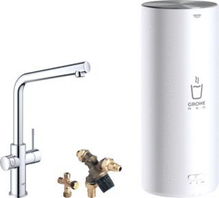 GROHE RED NEW 1-GATS KEUKENKRAAN DUO MET L-UITLOOP MET L-SIZE BOILER CHROOM 