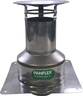 PANFLEX DAKKAP HR WATERDICHT COMPLEET INOX QA RVS D50MM MET DAKPLAAT VIERKANT KLEIN 