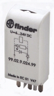 FINDER LED-INDICATIE (GROENE LED) MODUUL 60VAC/DC MET VARISTOR VOOR AANSLUITVOETEN 90.02/03 92.03 94.02/03/04 95.03/05 