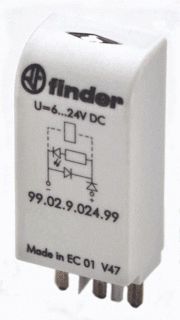 FINDER LED-INDICATIE (ROOD) MODUUL 24VDC VRIJLOOP-EN OMPOOLBEVEILIGINGSDIODE VOOR VOET 90.02/03 92.03 94.02/03/04 95.03/05 