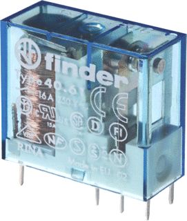 FINDER INSTEEK-/PRINTRELAIS RASTER 5 MM 1 WISSELCONTACT 16 A/250VAC SPOELSPANNING 28 V DC CONTACTMATERIAAL AGCDO 
