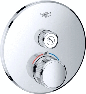 GROHE GROHTHERM SMARTCONTROL INBOUWMENGKRAAN OPBOUWDEEL (DOUCHE) THERMOSTATISCH ROND WAND EENGREEPS CHROOM 