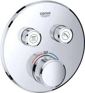 GROHE GROHTHERM SMARTCONTROL INBOUWMENGKRAAN OPBOUWDEEL THERMOSTATISCH ROND WAND EENGREEPS MET 2X OMSTELINRICHTING CHROOM