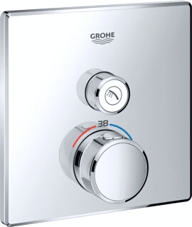 GROHE GROHTHERM SMARTCONTROL OPBOUWDEEL (DOUCHE) THERMOSTATISCH VIERKANT WAND EENGREEPS MET OMSTELINRICHTING CHROOM