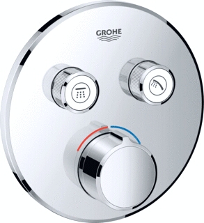 GROHE SMARTCONTROL INBOUWMENGKRAAN OPBOUWDEEL ROND WAND EENGREEPS MET 2X OMSTELINRICHTING CHROOM