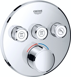 GROHE SMARTCONTROL INBOUWMENGKRAAN OPBOUWDEEL ROND WAND EENGREEPS MET 3X OMSTELINRICHTING CHROOM