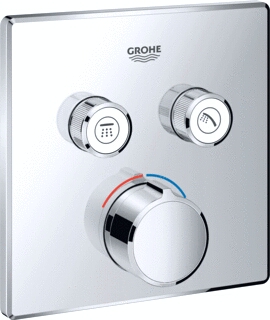 GROHE SMARTCONTROL INBOUWMENGKRAAN OPBOUWDEEL VIERKANT WAND EENGREEPS MET 2X OMSTELINRICHTING CHROOM 