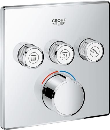 GROHE SMARTCONTROL INBOUWMENGKRAAN OPBOUWDEEL VIERKANT WAND EENGREEPS MET 3X OMSTELINRICHTING CHROOM 