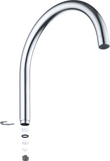 GROHE BUISUITLOOP SANITAIRKRAAN MET MOUSSEUR 80MM HOOGTE MET AANSLAGBEGRENZER 130MM VOORSPRONG U-UITLOOP DRAAIBAAR CHROOM 